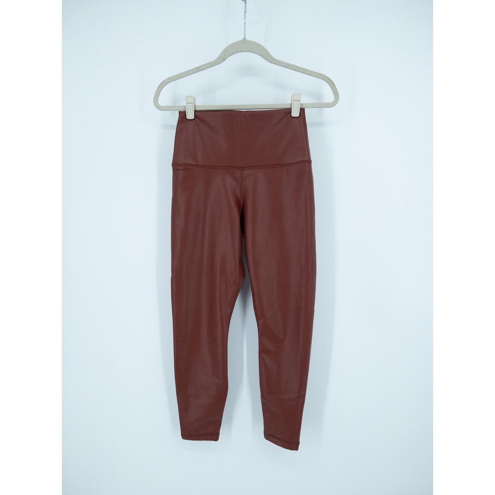 90 Degree by Reflex Brown Faux Leather High Waisted Leggings Size Medium Cognac